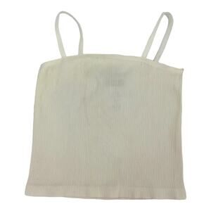 Truce Girls White Mini Rib Spaghetti Strap Tank Top Size Large (14)